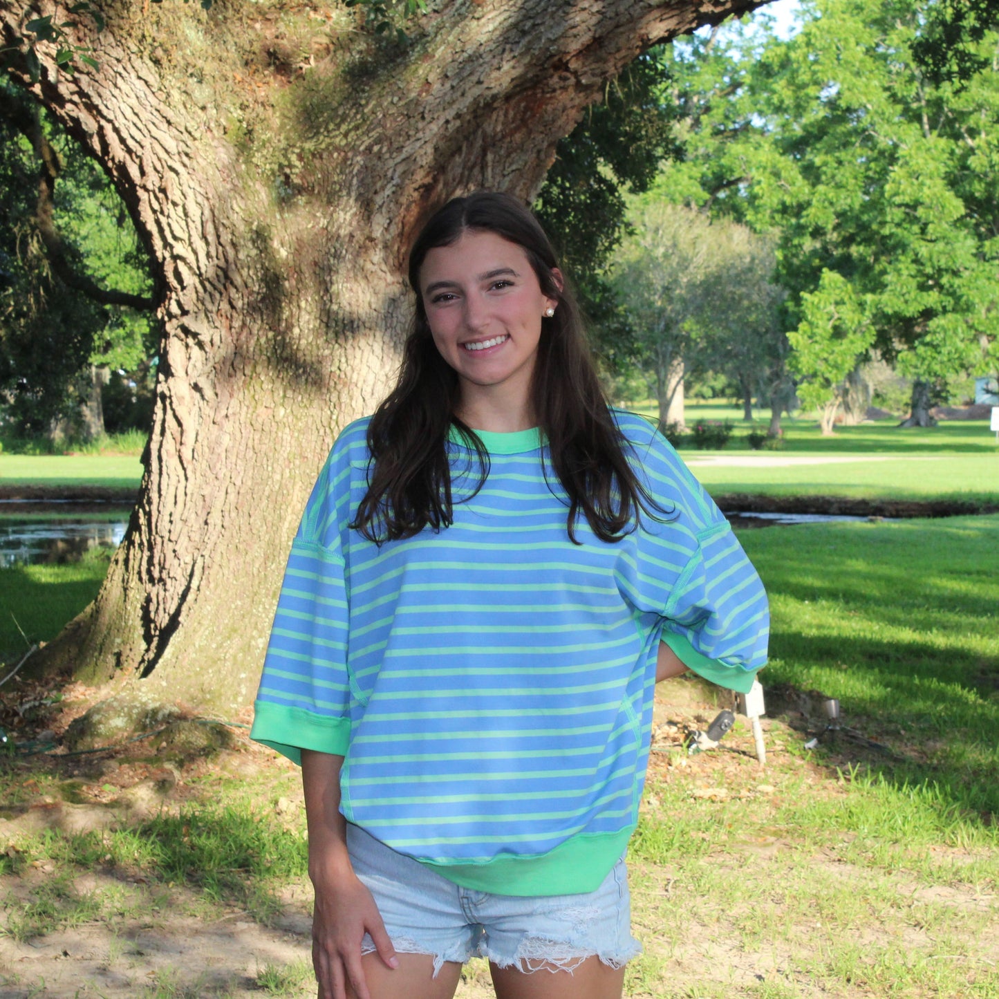 Sky Blue Striped Tee