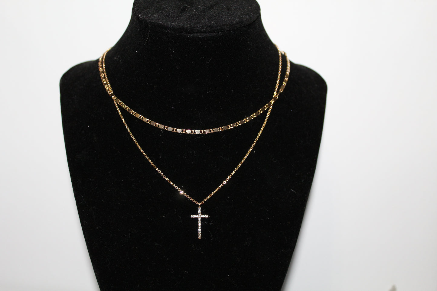 Double Gold Cross Necklace