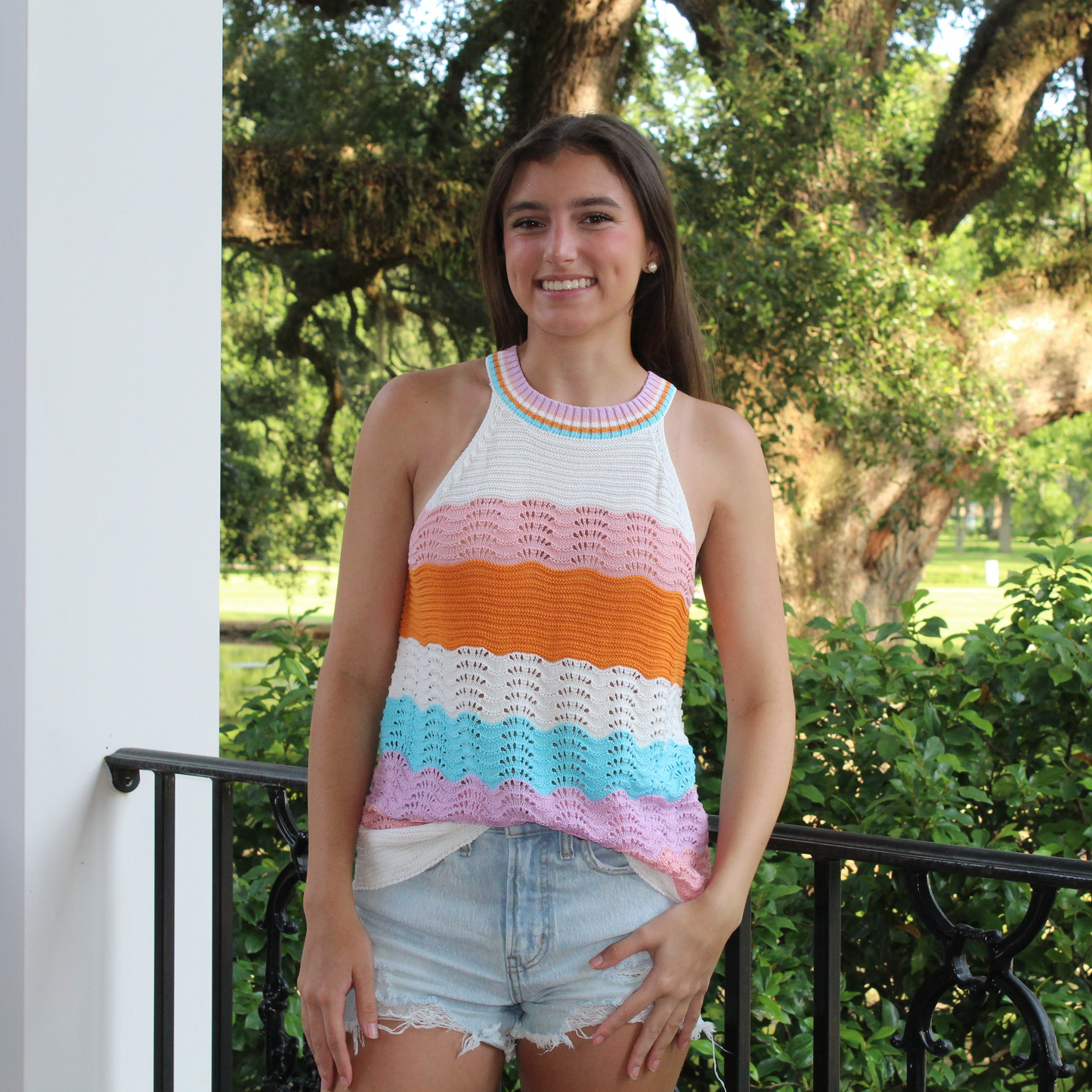 Colorful Striped Knit Top