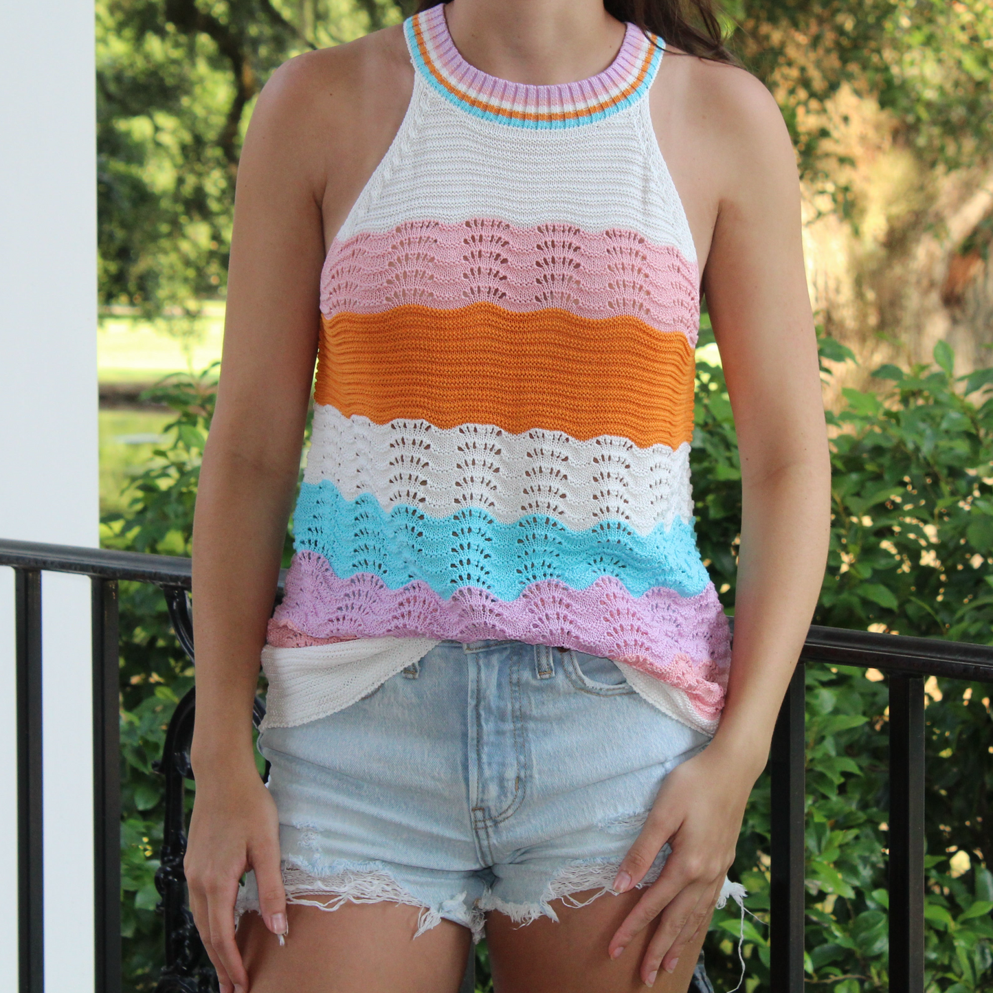 Colorful Striped Knit Top