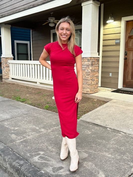 Rebel Red Slit Dress