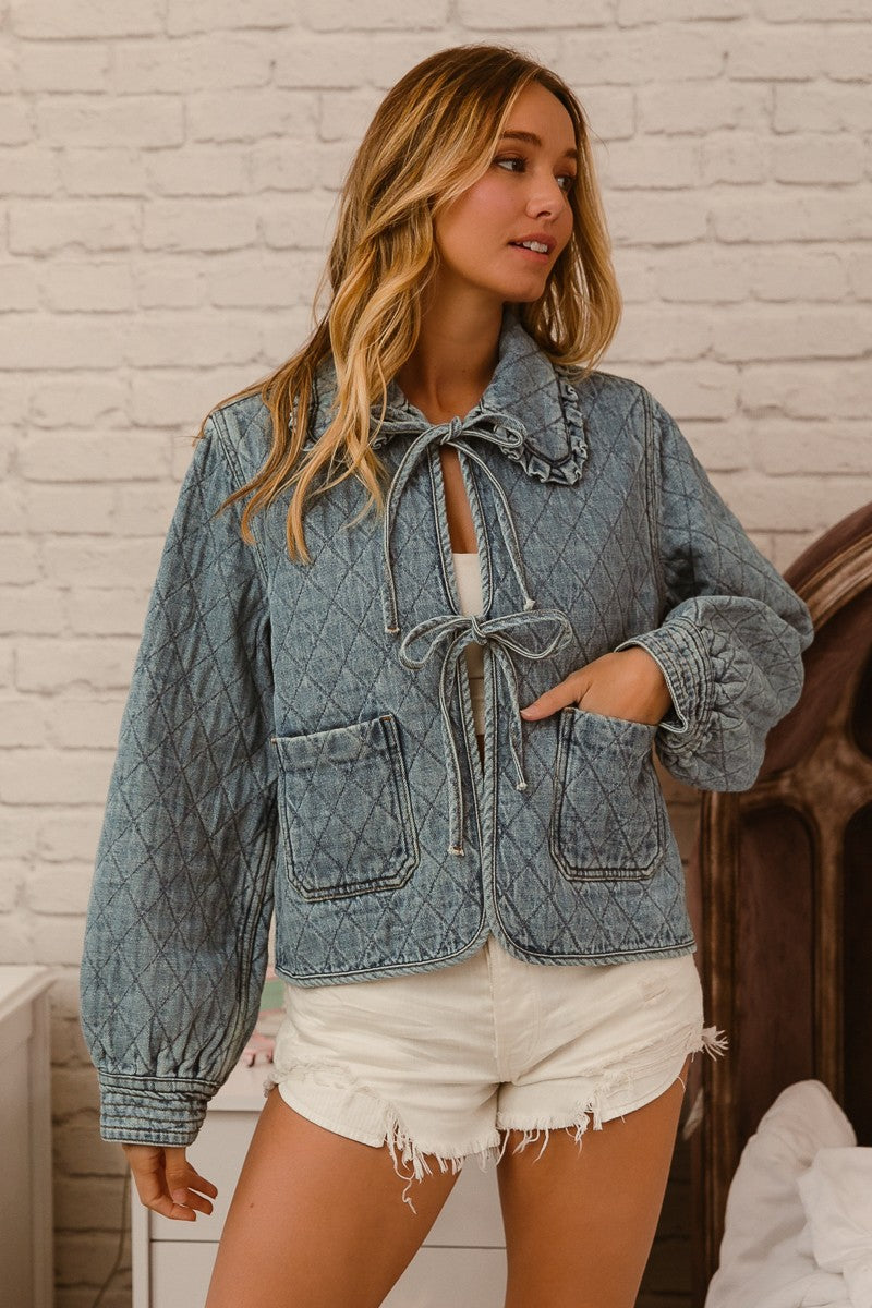 PREORDER - Ruffled Ribbon Quilted Jacket